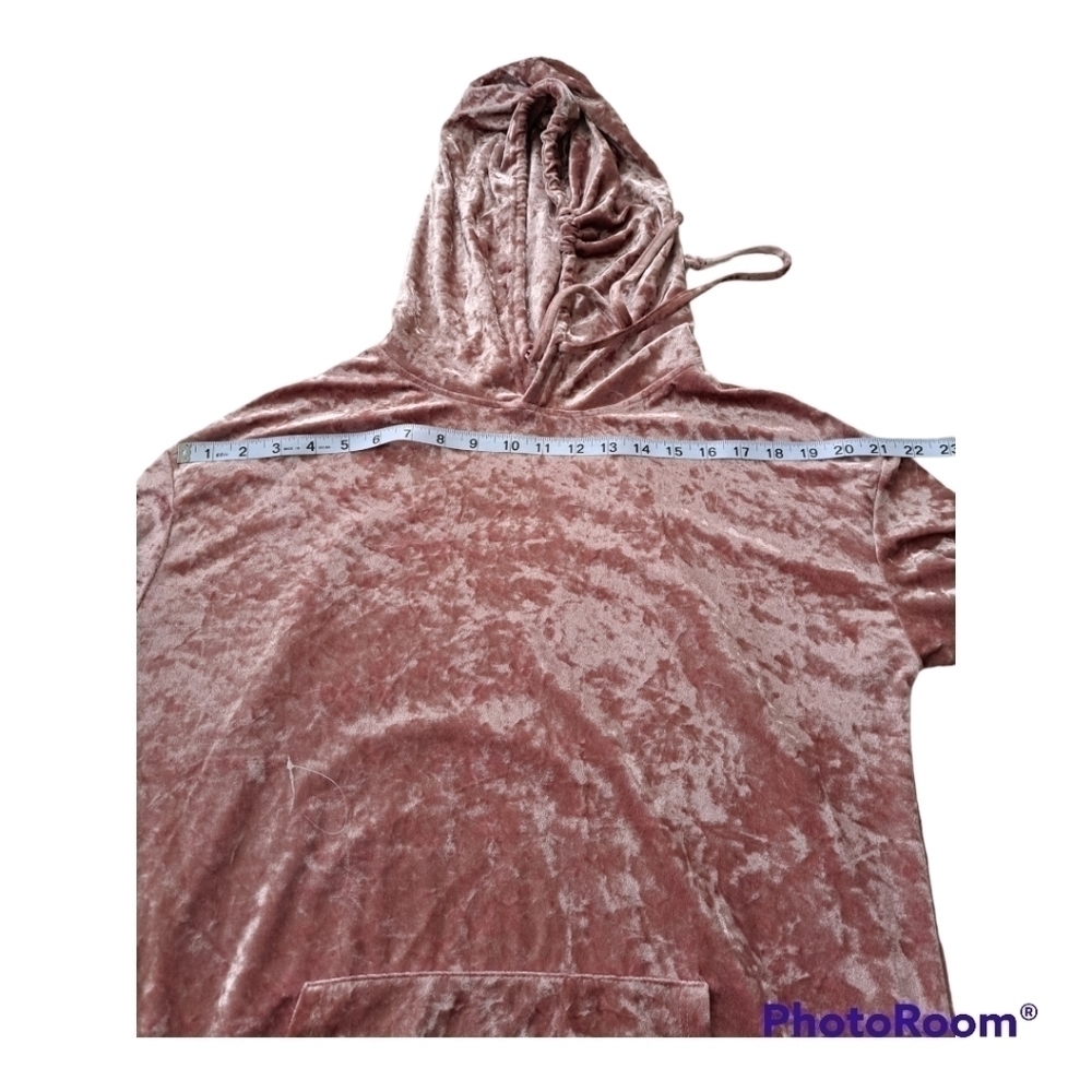 Cabin Fever comfort pink velvet hoodie pullover velvet top sweater dusty pink - Picture 15 of 16